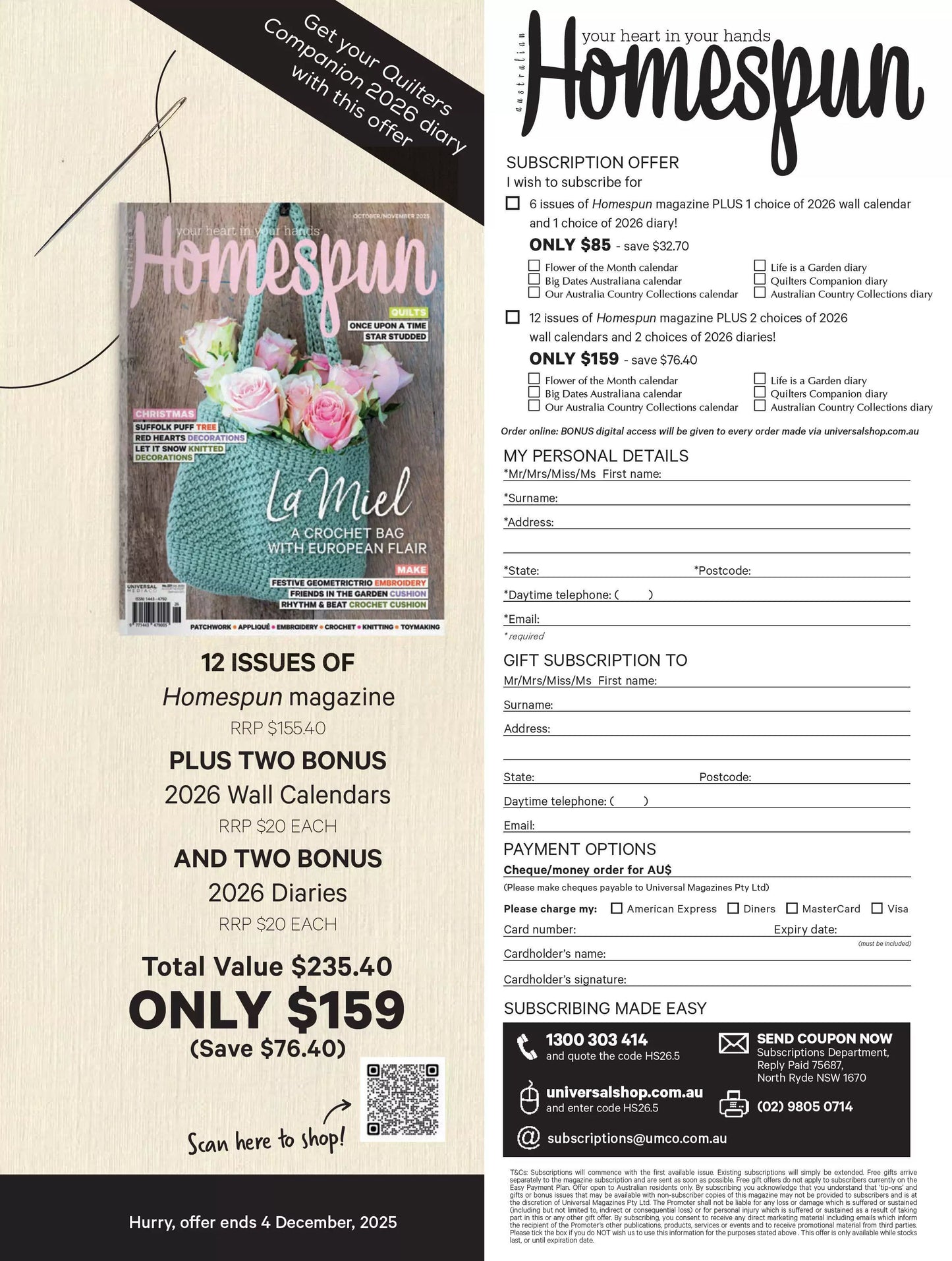 Australian Homespun – October/November 2025 Magazine Digital