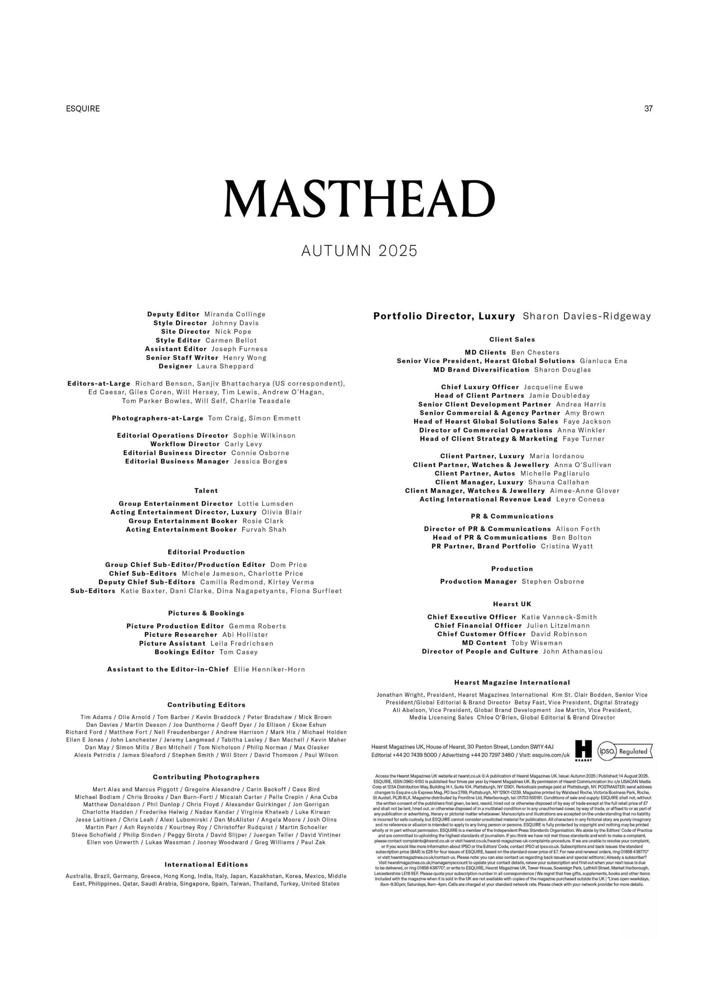 Esquire UK – Autumn 2025 Magazine Digital