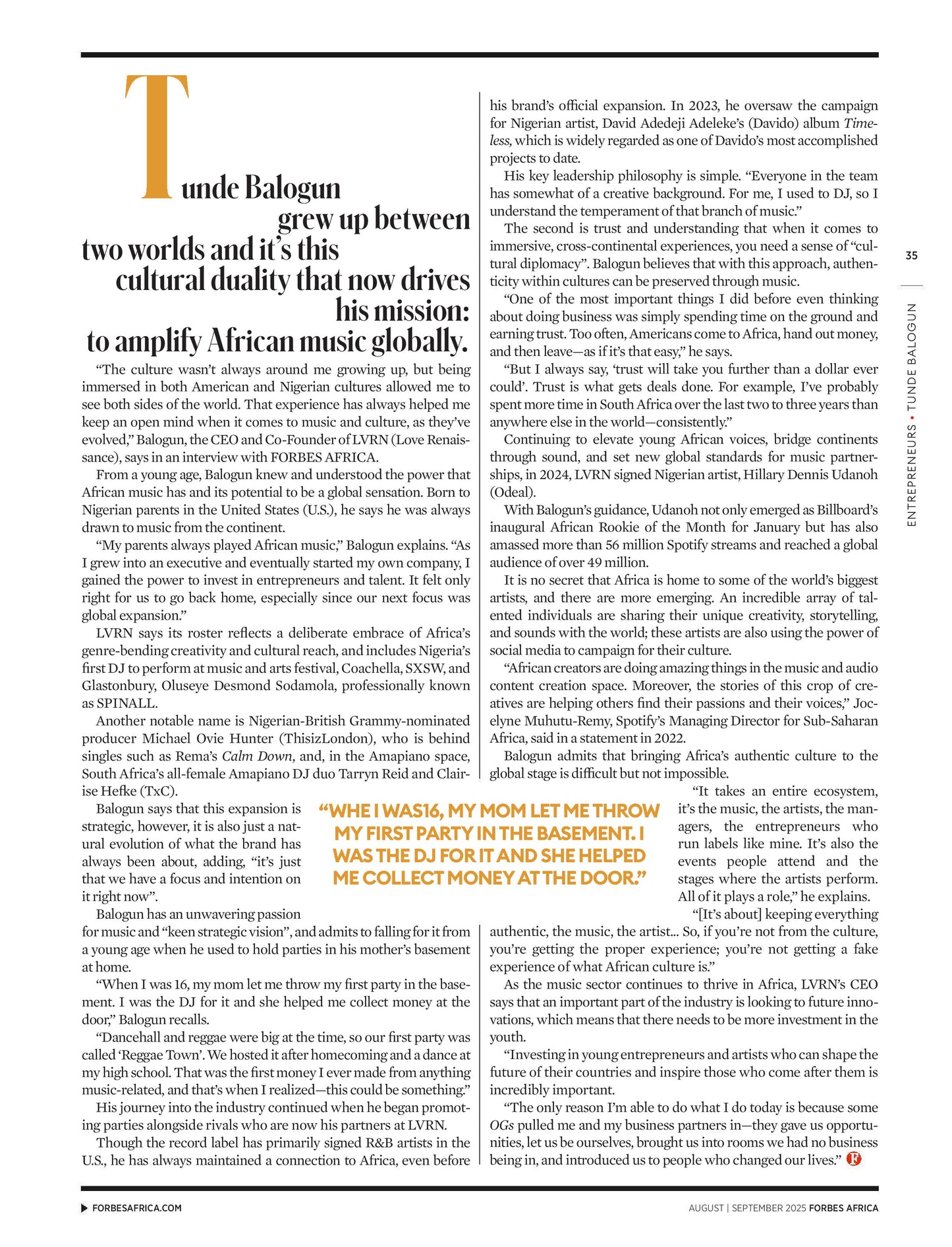 Forbes Africa – August/September 2025 Magazine Digital