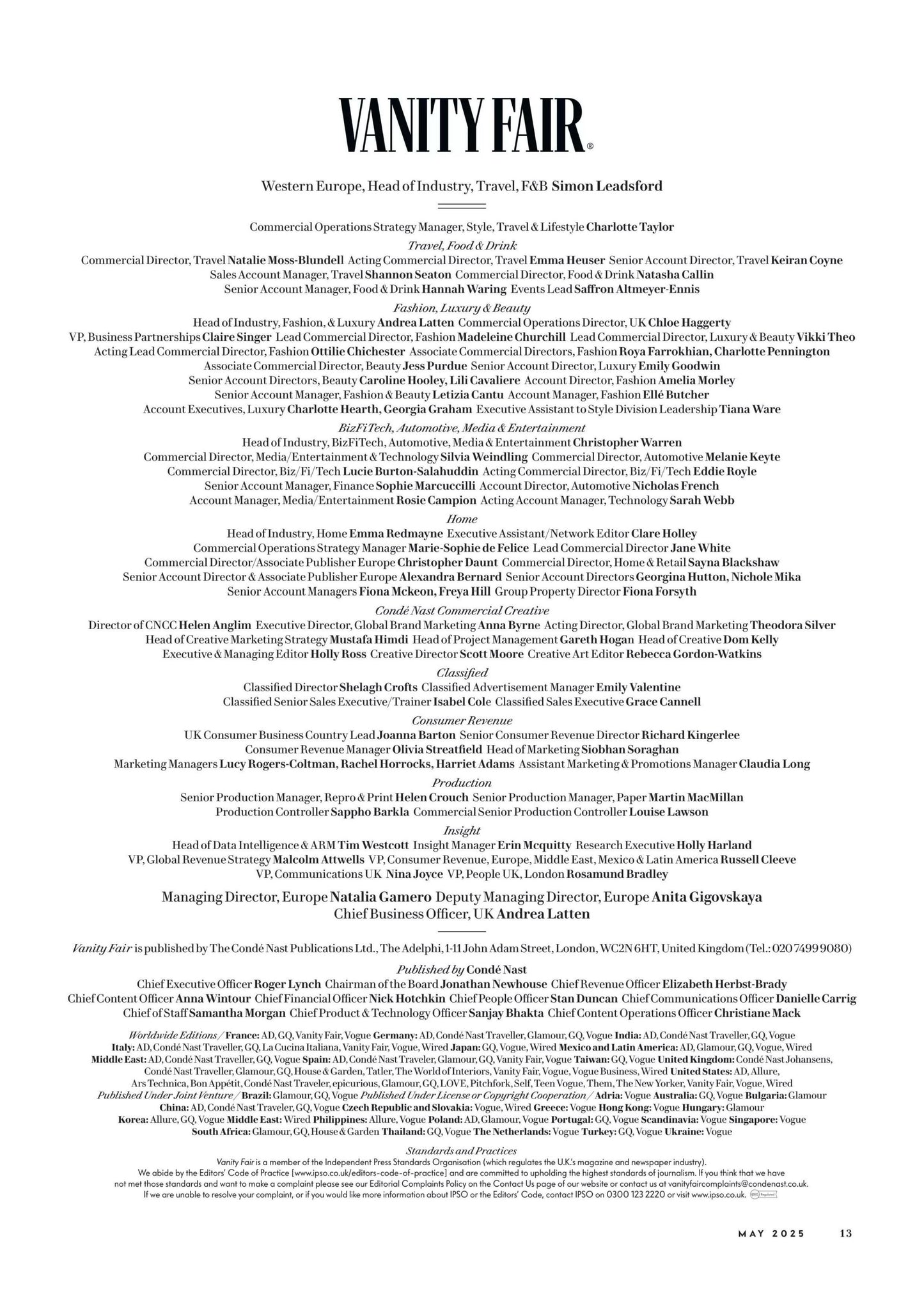 Vanity Fair UK – May 2025 Magazine Digital